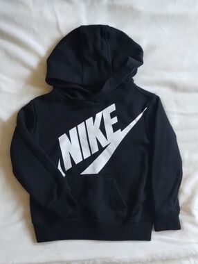 Nike Black Kids Pullover Hoodie with White Logo